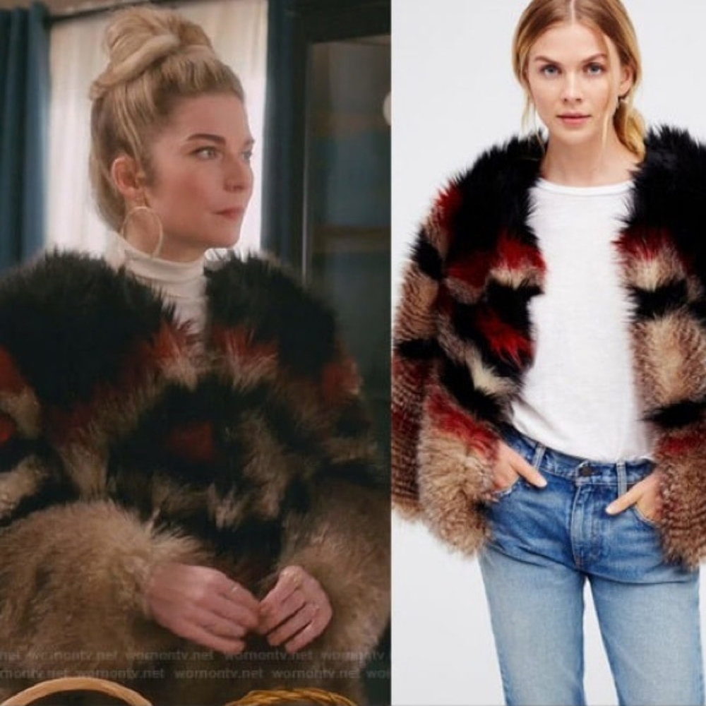 Free People Scarlet Faux Fur Coat Jacket seen on Alexis in Schitt's Cree…